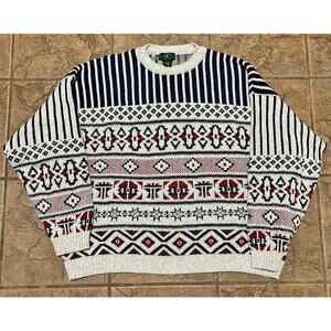 Vintage 90s Club Room Chunky Knit Sweater XXL Cotton USA